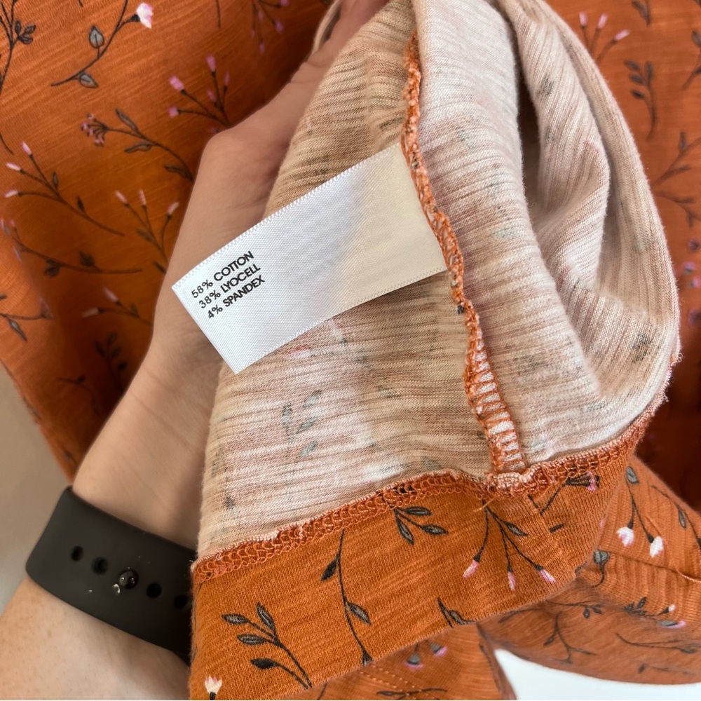 Duluth Trading Co. Women's Go-To T-Shirt Dress Floral Orange Small Stretch Shift - Picture 5 of 7